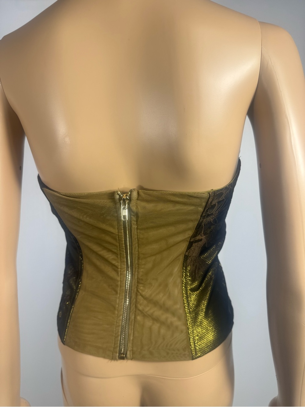 AKIRA Olive Metallic Brocade Corset Top | NWT | Sizes S, M & L - Picture 4 of 5